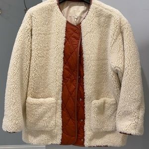 Maje Cream and Rust Teddy Jacket
